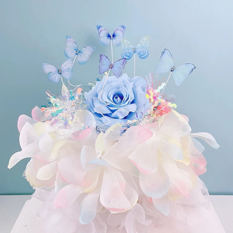 Description Picture 5 of item3D Butterfly Happy Birthday Cake Topper for Wedding DIY Party Baby Shower Girls Dessert Cupcake Decorations Cake Tool