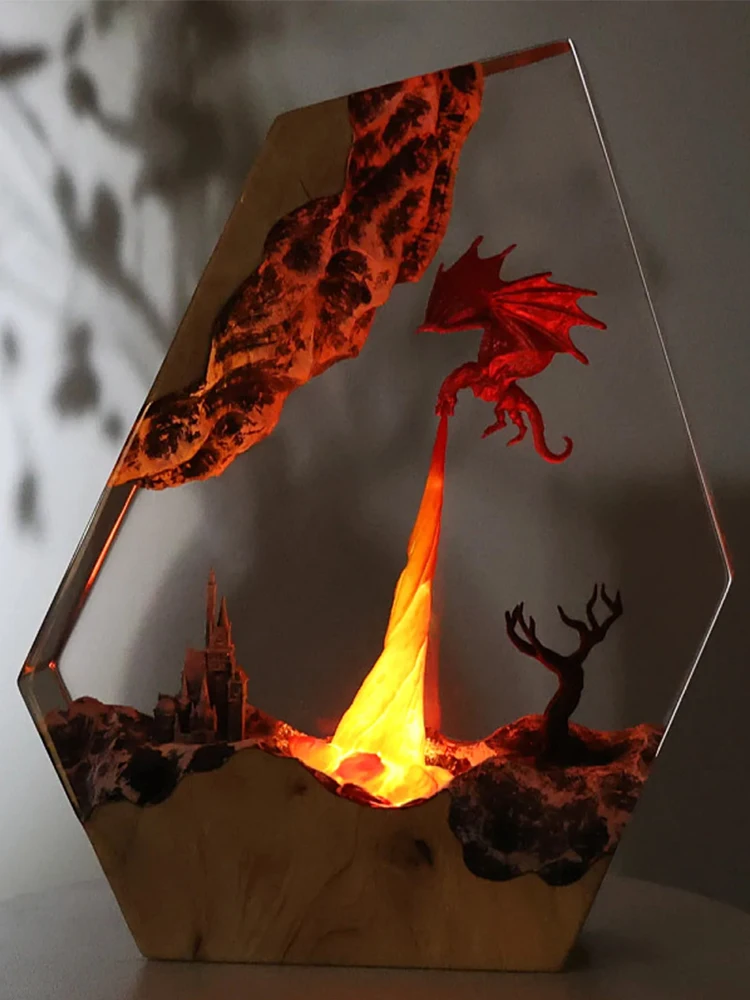 تحفة مصباح الكائن الطائر التنين الناري القلعة الرا...