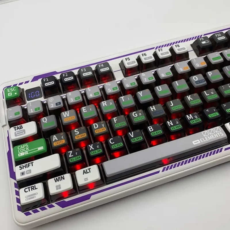Transparente Pudim Keycaps Grupo Acessório Teclado Mecânico Mifuny Tema Elemento Químico Pbt Mda Perfil Gaming Key Caps - Imagem 6