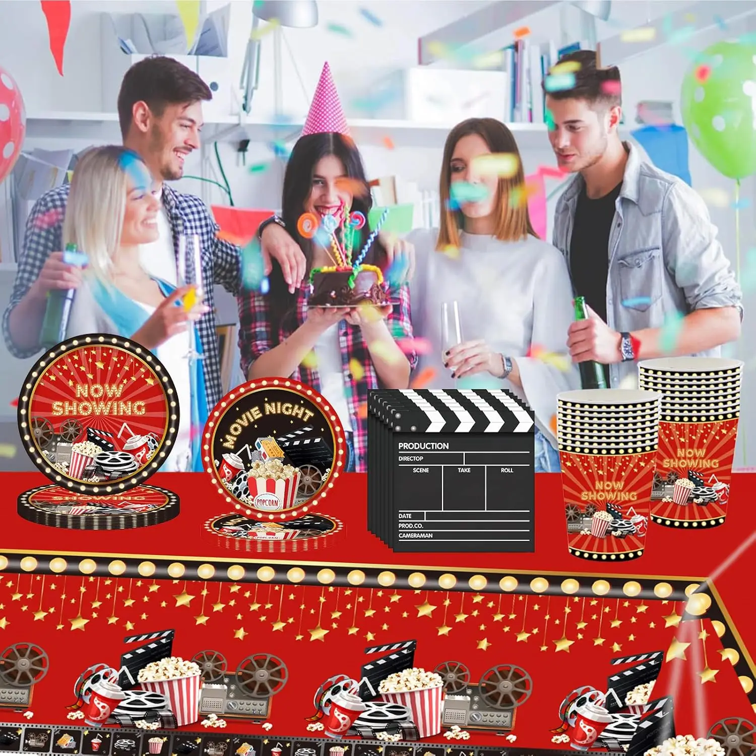 Goiern 40 stuks Movie Night Party Servetten dubbelzijdig bedrukt, 16,5x16,5 cm gevouwen, Retro Bioscoop, Popcorn en Filmprojector, Verjaardagsfeest, Dinerfeest, Filmavond Goiern 40 stuks Movie Night Party Servetten dubbelzijdig bedrukt, 16,5x16,5 cm gevouwen, Retro Bioscoop, Popcorn en Filmprojector, Verjaardagsfeest, Dinerfeest, Filmavond