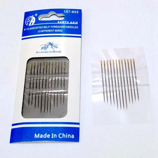 12Pcs/set Self Threading Needles Hand Stitching Sewing Blind Needle  Assorted For DIY Embroidery Sewing Mending Gold Silver - AliExpress