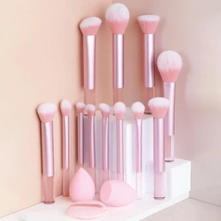 12 - Piece Premium Makeup Brush Set with Soft Synthetic Bristles for Foundation, Blush, and Eyeshadow Application (15pcs)