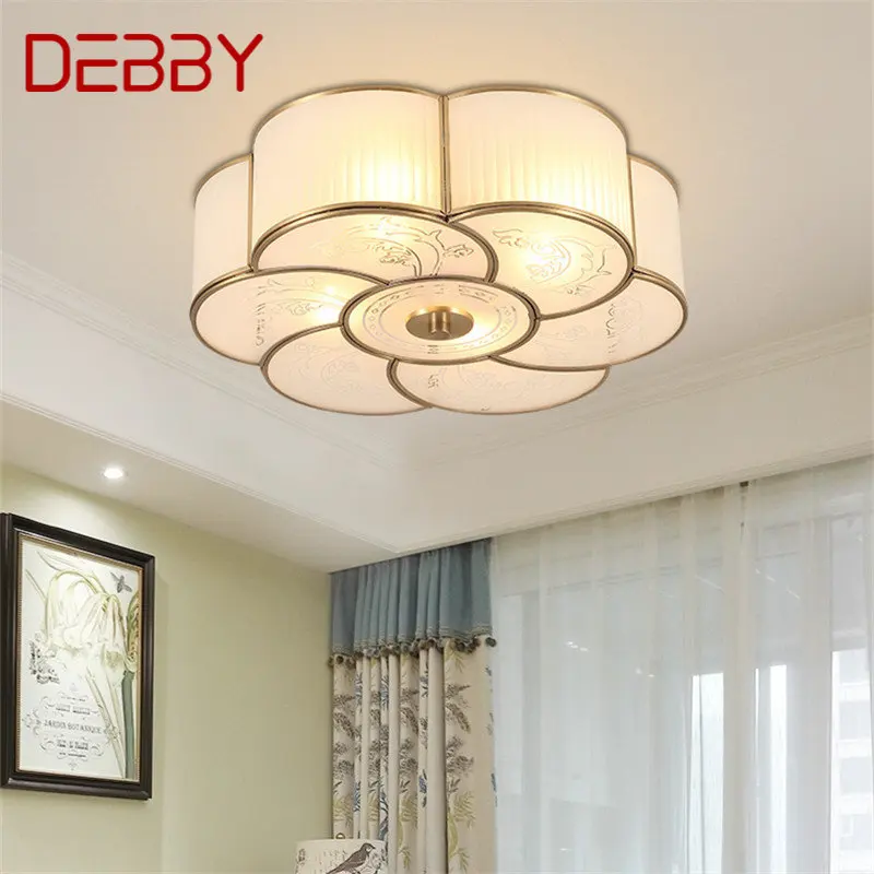 

DEBBY Nordic Flower Style Brass Ceiling Lamp Modern Light Luxury LED Creative Fixtures Decor For Home Living Bedroom