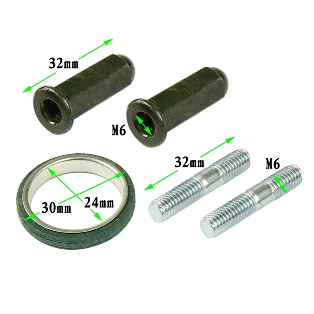 Scooter Muffler Exhaust Motorcycle Scooter Exhaust Studs Nuts Gasket Set For GY6 50 125 150 Nut Seal Gasket Spacer Replacement