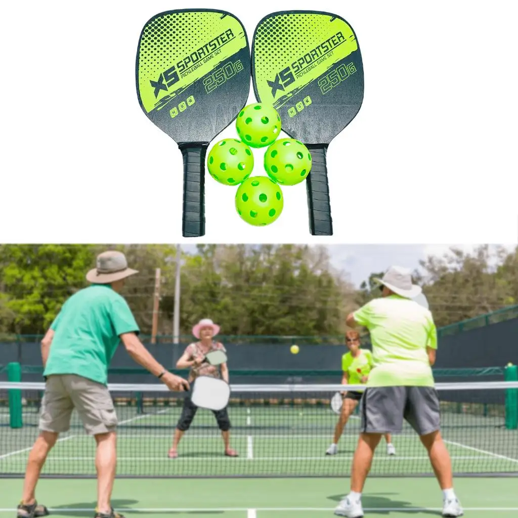 Pickleballs Rackets Pickleball Paddles Set of 2 Rackets & 4 Balls Carbon Fiber Surface Racquet Paddle Outdoor Sports
