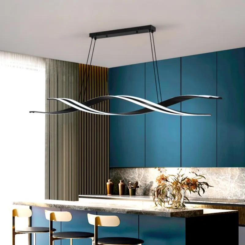 Moderne LED Hanglamp Eettafel - Dimbare Lineaire Design Lamp Met Afstandsbediening (Goud, 100cm)