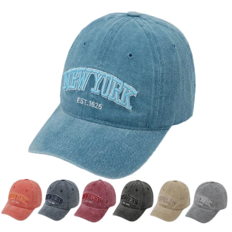 

Cotton Unisex Washed NEW YORK Letter Embroidery Baseball Hat Vintage Cap High Quality Men And Women Outdoor Sports Hats