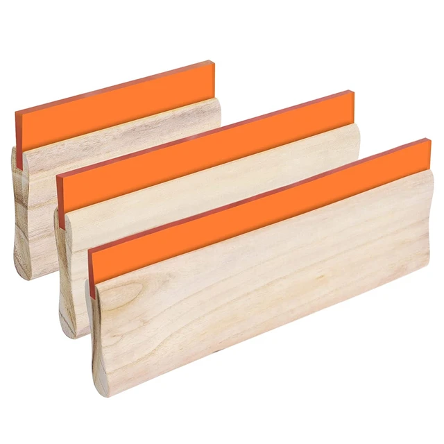 Silk Screen Printing Squeegee Wooden Handle Rubber Blade 2 Sizes