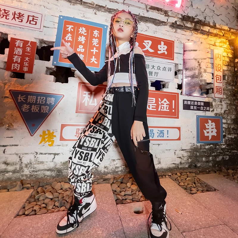 

Детская свободная Одежда для танцев в стиле хип-хоп, костюм для джазовых танцев, выступлений, праздничная одежда для девочек-подростков, модель VDB4897