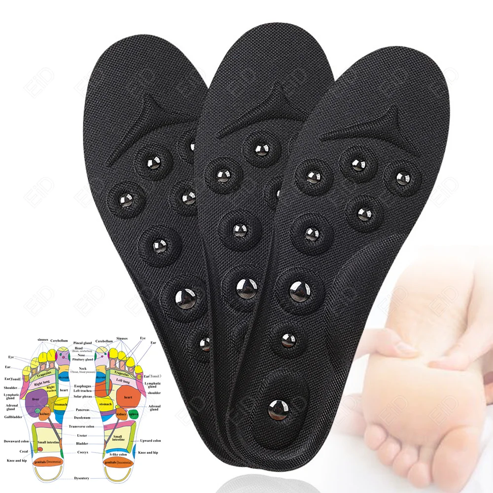 عيد العلاج المغناطيسي القدم العلاج بالابر نعل الرجال النساء المغناطيس تدليك وسادة رياضية إدراج نعل الاسترخاء باطن الراحة