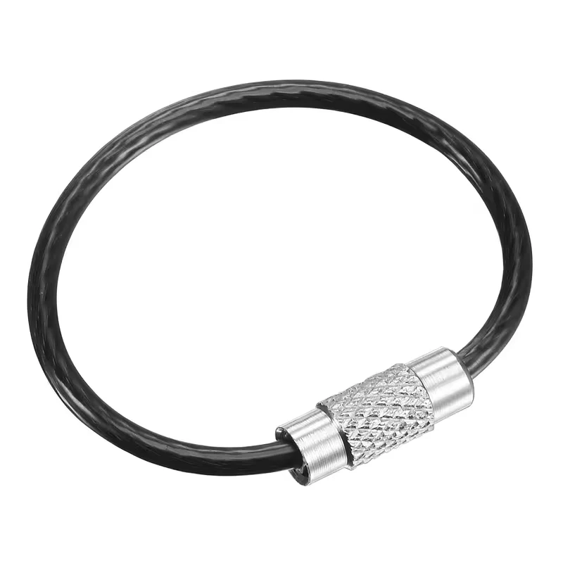Versatile PVC Coated Stainless Steel Wire Keychain Kit - Durable Cable Ring and Screw Locking Accessories