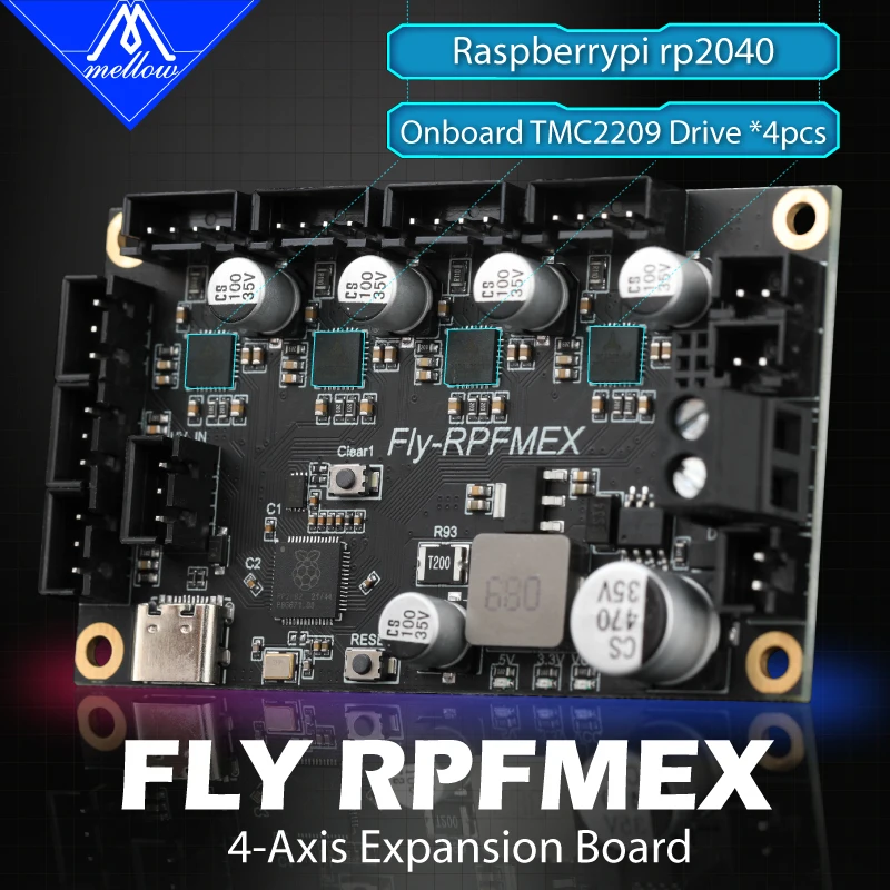Mellow 64bit Fly-gemini v2 Placa Dupla Chips Klipper & Reprap & Marlin para Tmc2209 Ender Voron Delta Tiny-m Peças de Impressora 3d
