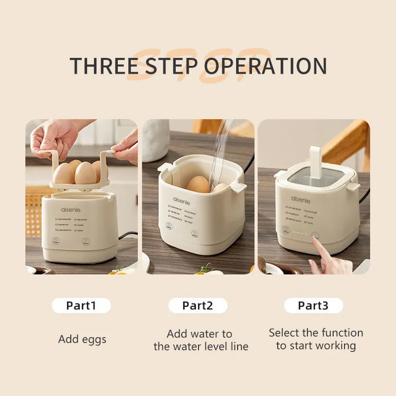 6 Eggs Boiler Steamer Multi Function Rapid Electric Egg Cooker Auto-Off Generic Omelette Cooking Tools Kitchen Utensil Breakfast 3