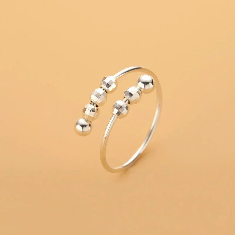 Silver ring TrustDavis Real 925 Sterling Silver Fashion Minimalist Ball Opening Rings for Women Wedding Party Fine S925 Jewelry Gift DA1293 silver rings