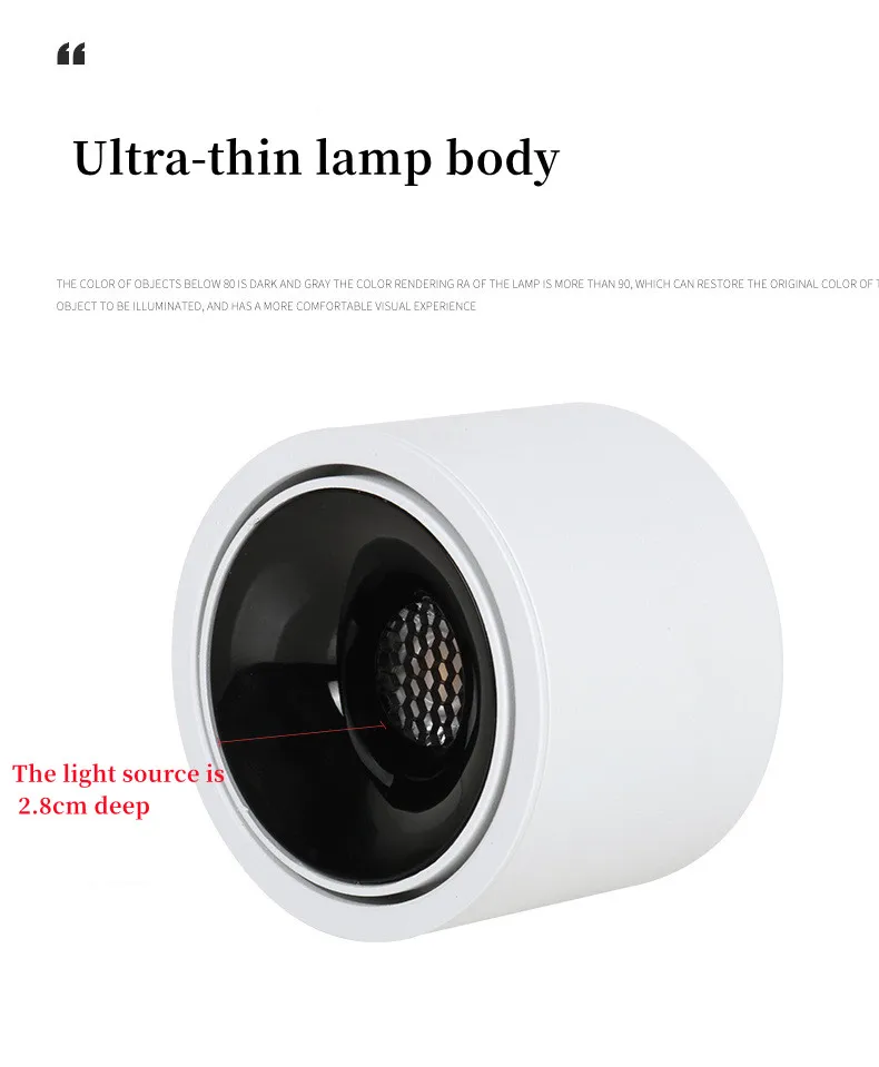 Ultra-thin led spot light anti-glare adjustable Angle 110V220V living room household round non-master dimming downlight 15