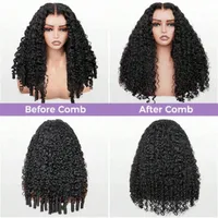 Perruques de cheveux humains bouclés birmans de 36 pouces, densité 200, perruque frontale en dentelle transparente, ondulations profondes, pré-épilée pour femmes 5