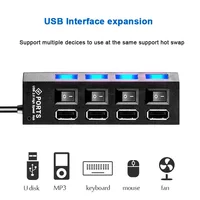 USB 2.0 Hub Multi USB Splitter Ports Hub Use Power Adapter 4/ 7 Port Multiple Expander Hub with Switch 45CM Cable For Home 2