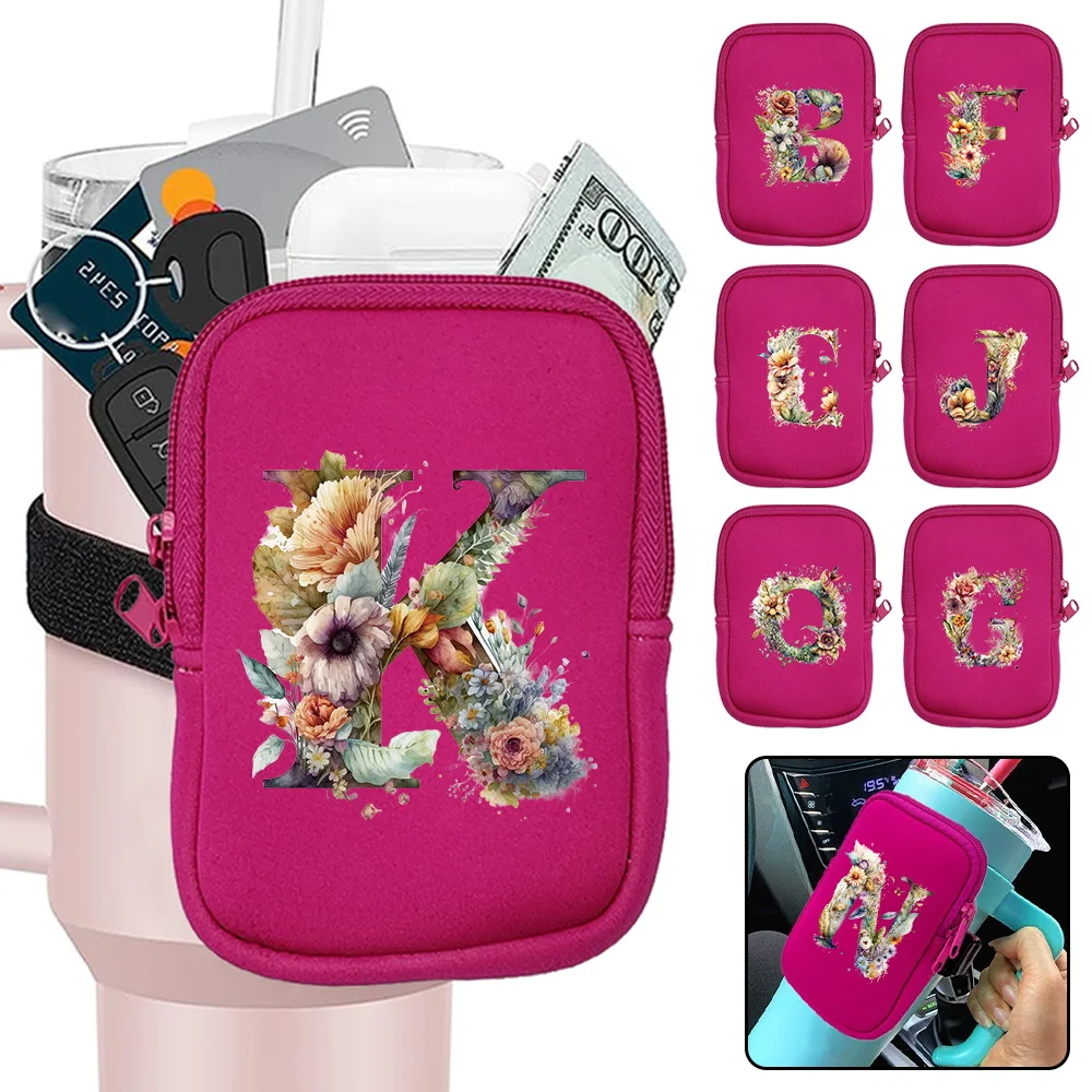 

Outdoor Sports Fitness Accessories Water Bottle and Cup Bag 40oz/20oz/30oz Neutral Storage Bags Wrist Pouch Floral Letter Series