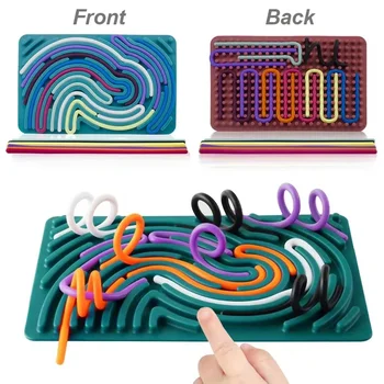 Sensory Activity Board for Kid Busy Board Motor Skills Montessori Toy Relaxing Stress Colored Silicone Rod Travel Toy Gift Boy 1