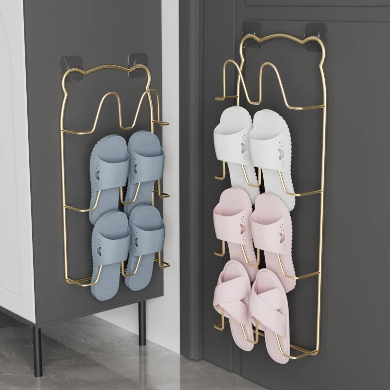 Metal Iron Art Shoe Hanger Indoor Restroom Bathroom Hanging Slippers Drain Drying Rack Household Storage Tools Organizer Shelf