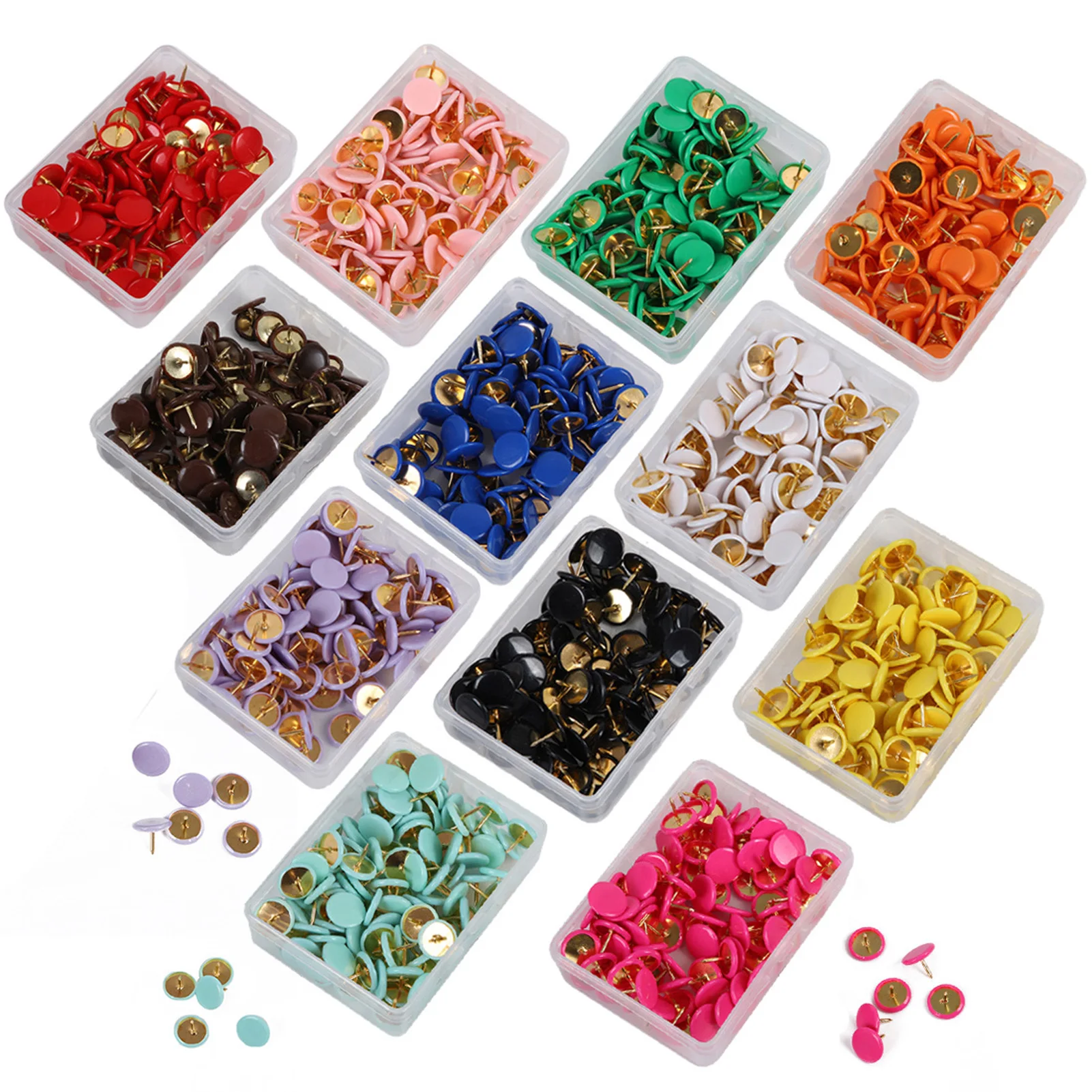 100pcs Push Pins Round Head Thumbtacks Decorative Colored Thumb Tacks for Office School Supplies