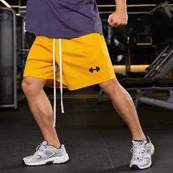 Men's Quick - Dry Mesh Workout Shorts - Lightweight Summer Fitness Sportswear - XXL (YELLOW)