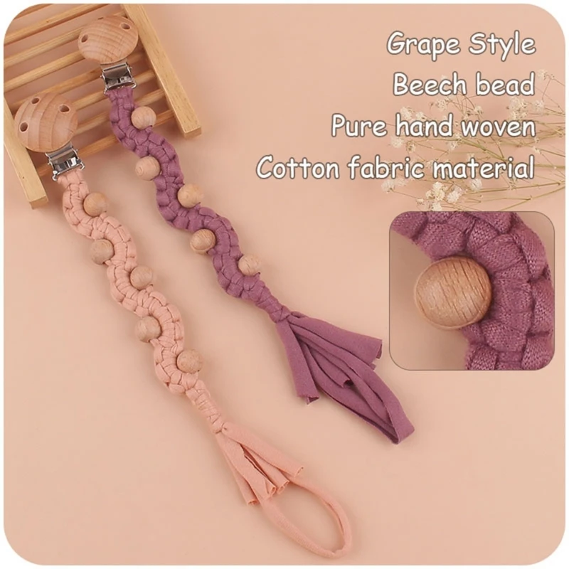 Clip per ciuccio per bambini in cotone intrecciato a mano Vintage supporto per capezzoli per neonato all'uncinetto supporto per succhietto fittizio catena per Clip accessori per bambini