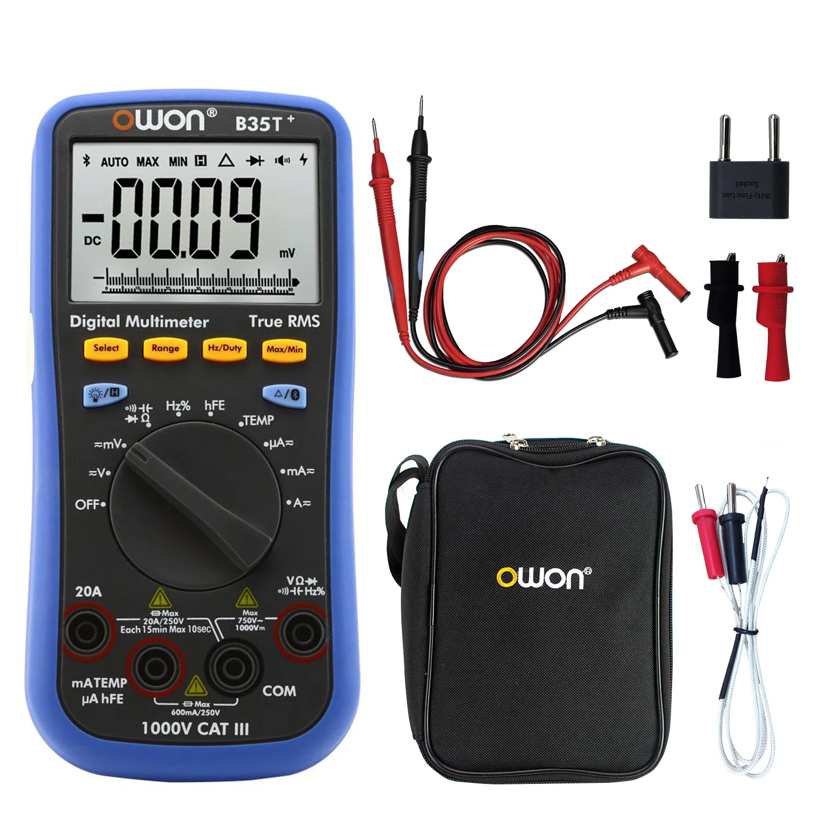 

Owon B35T+ Digital Multimeter With Bluetooth True-rms Auto Range Voltmeter Current Voltage Ammeter Ohmmeter Ohm Tester