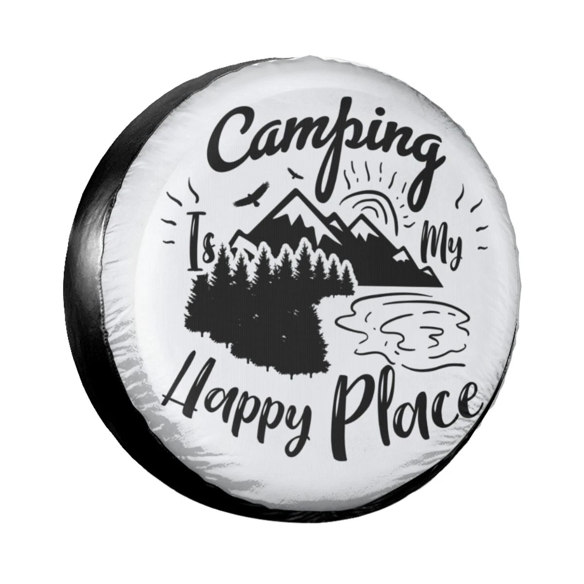 Camping Happy Place Spare Tire Cover Weatherproof Dust-Proof Hiking Mountain Wheel Covers for Suzuki Mitsubish 14" 15" 16" 17" best car covers