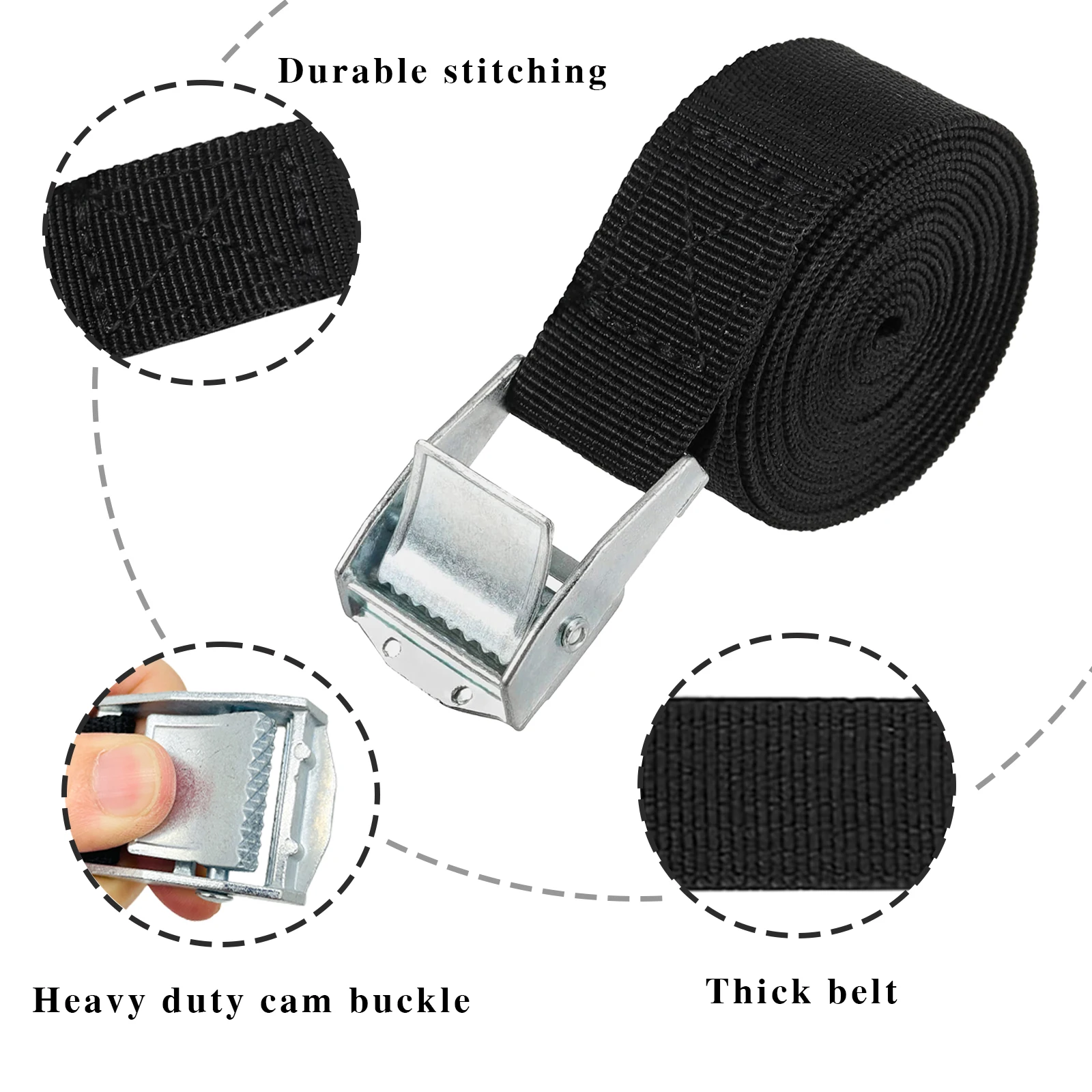 5M Cargo Straps With Buckle Tie-Down Belt for Motorcycle Car Bicycle Metal Tow Rope Strong Ratchet Fixing Belt for Luggage Bag