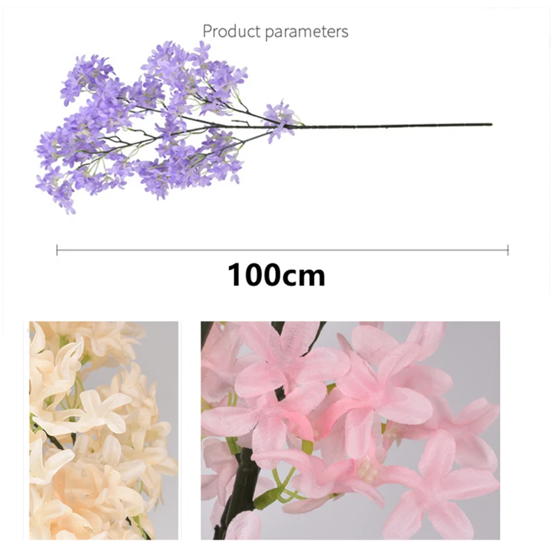 Artificial Lilac Flower 100cm Long Stem Silk Lilac Flower Cherry Blossom for Home Office Hotel Wedding Party Decor