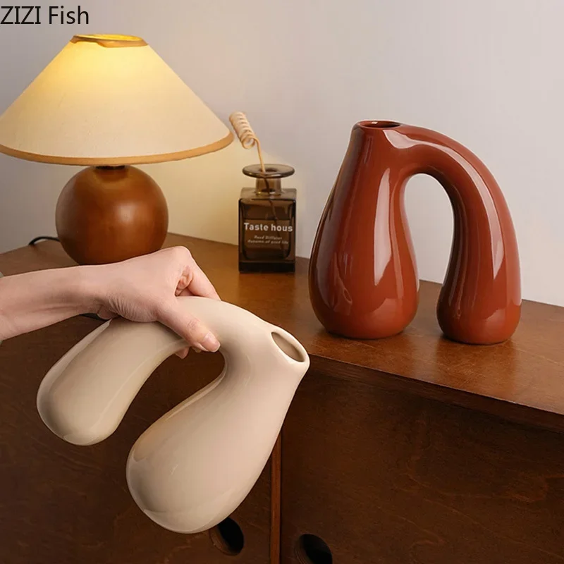 مزهرية سيراميك إبداعية على شكل حرف N أواني نباتات مائية لتزيين الطاولة تشكيلة زهور مزهريات زهور ديكور جمالي للغرفة