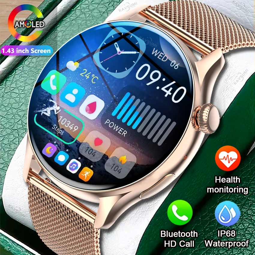 2023 Smartwatch Women AMOLED Screen Always Display Time Bluetooth Call