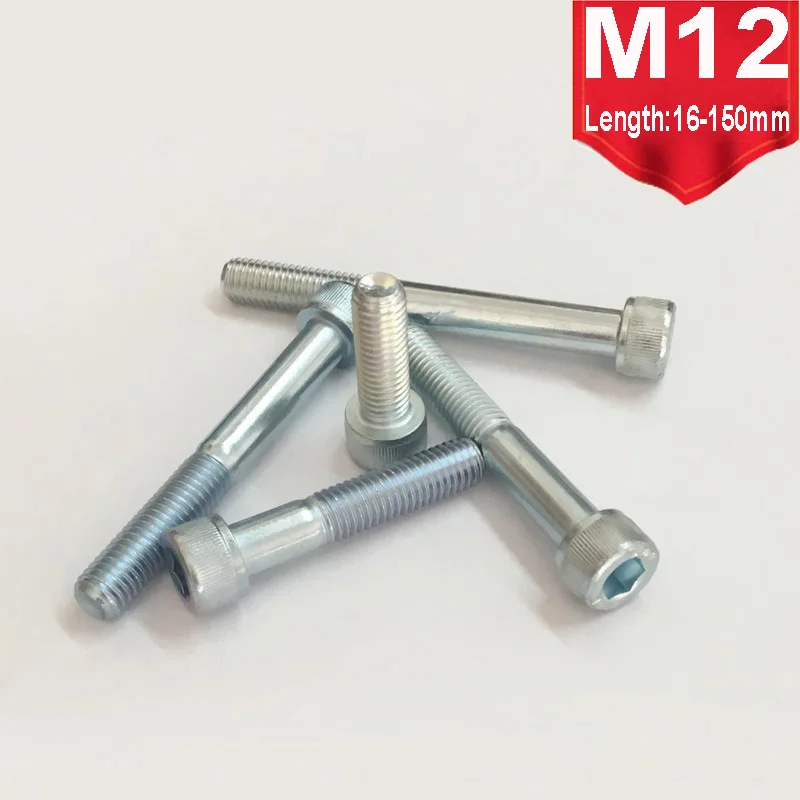 

1/2pcs M12 Grade 12.9 Zinc-plated Carbon Steel Full/Half Thread Alloy Steel Allen Head Bolts Hex Socket Head Cap Screws 16-150mm