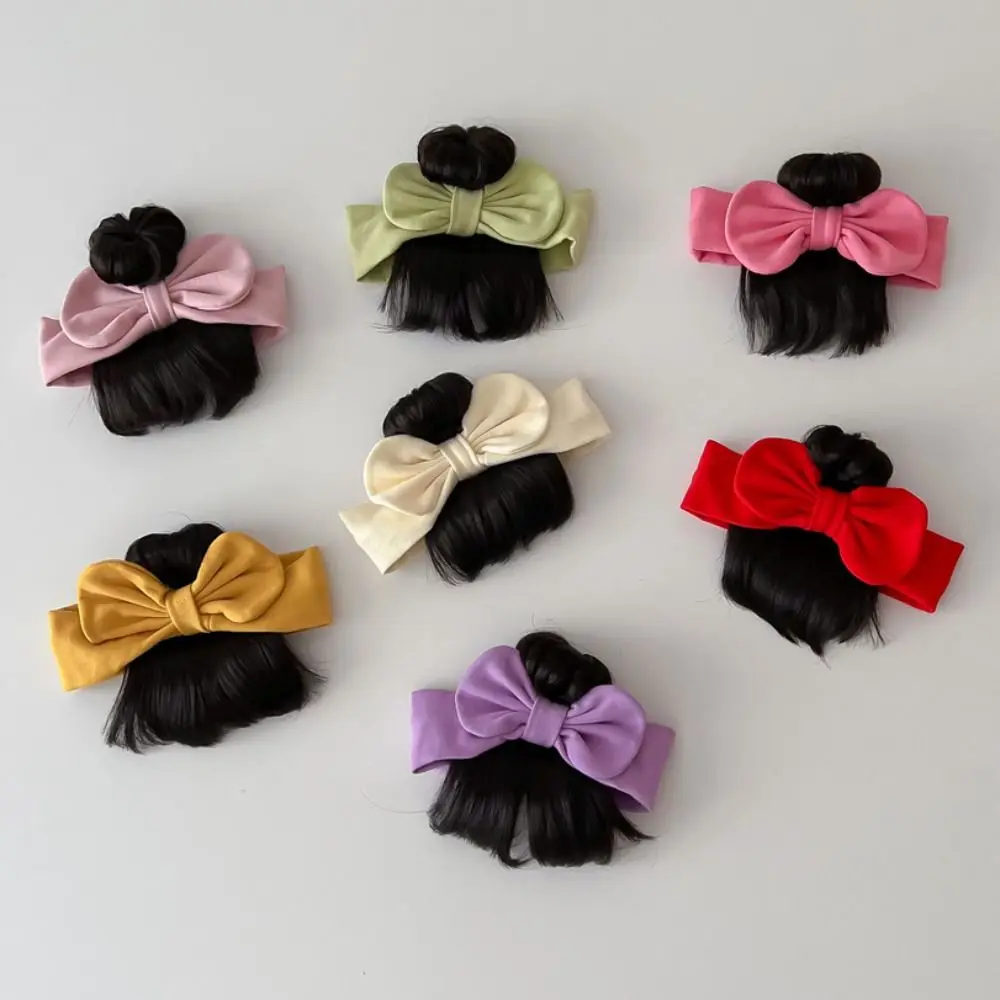Fashion Bowknot Baby Hair Bands Wig Cotton Cute Newborn Wig Headband Realistic Fluffy Bangs Chignons Headband Toddler