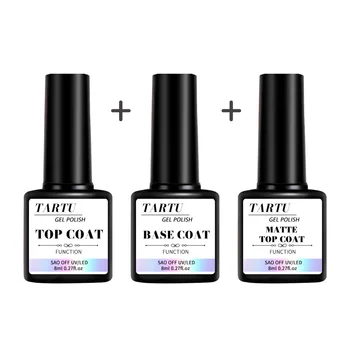 1 pz/2 pezzi/3 pezzi 8 ml set funzionale per nail art in gel con rivestimento base e top coat con diamanti, top opaco, soak off per lo strumento di progettazione di nail art