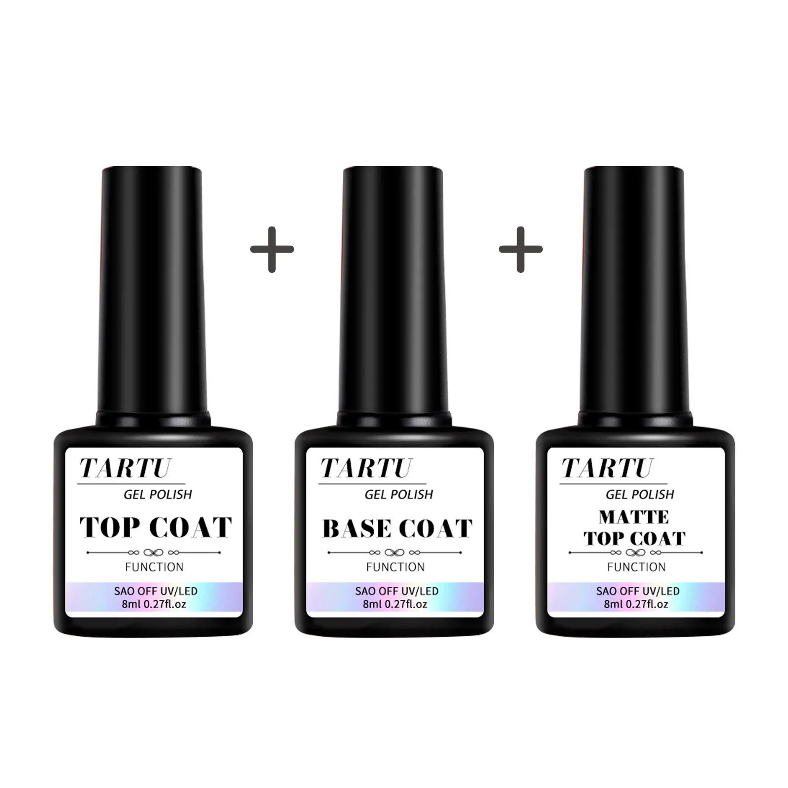 8ml Multi-Use Functional Gel Nail Art Set Base Coat Diamond Top Coat,Matte Top,Soak Off Gel Nail Polish for Nail Art Design Tool 2