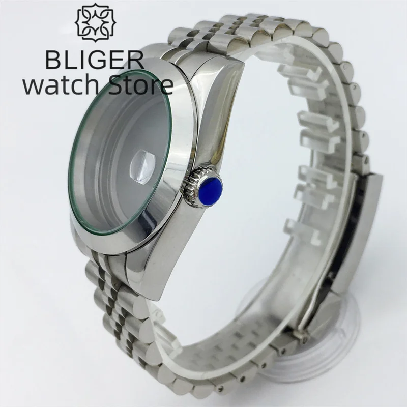 腕時計　部品　BLIGER　R　カスタム BLIGER 36mm/40mm Silver Watch Case Green Glass Gasket