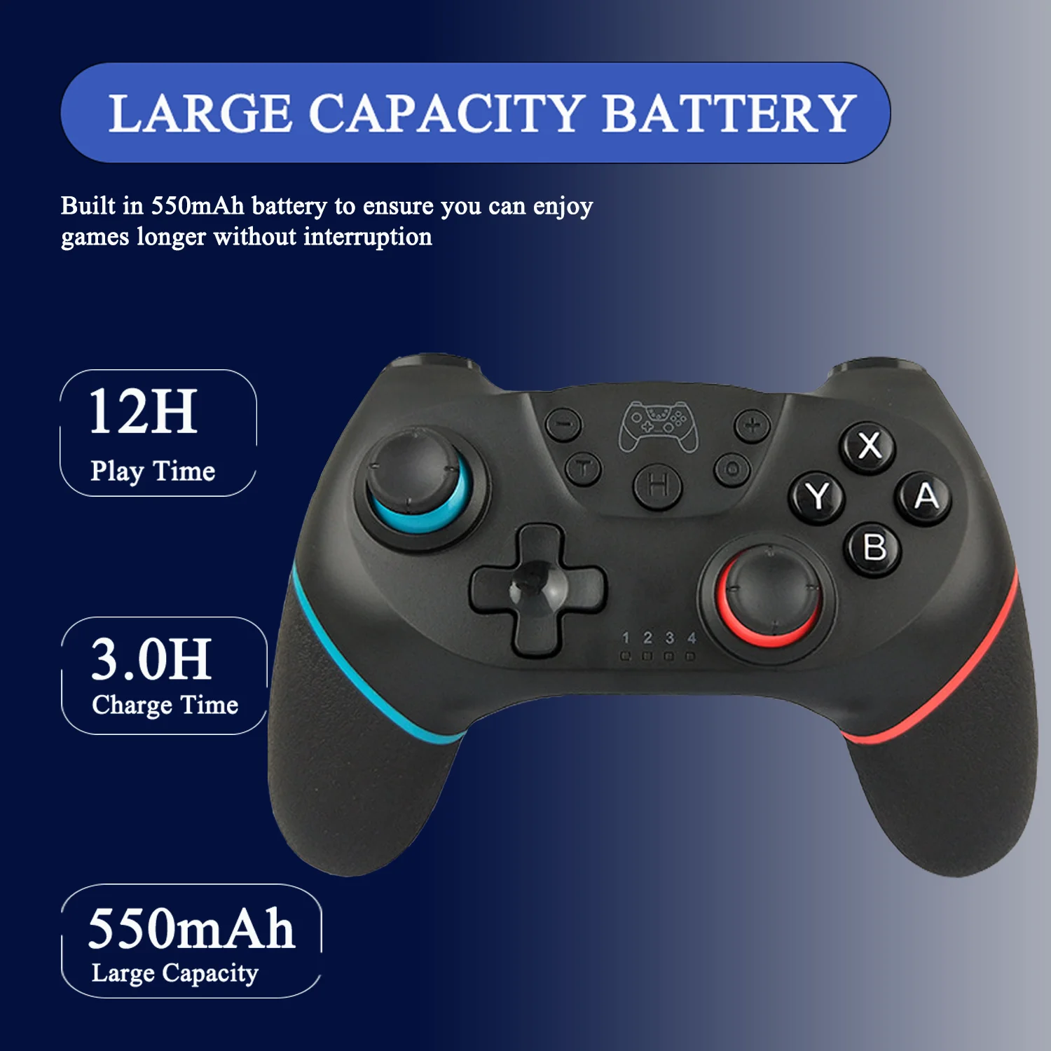 Wireless Gaming Controller with 6-Axis Gyros and Dual Vibration Joystick