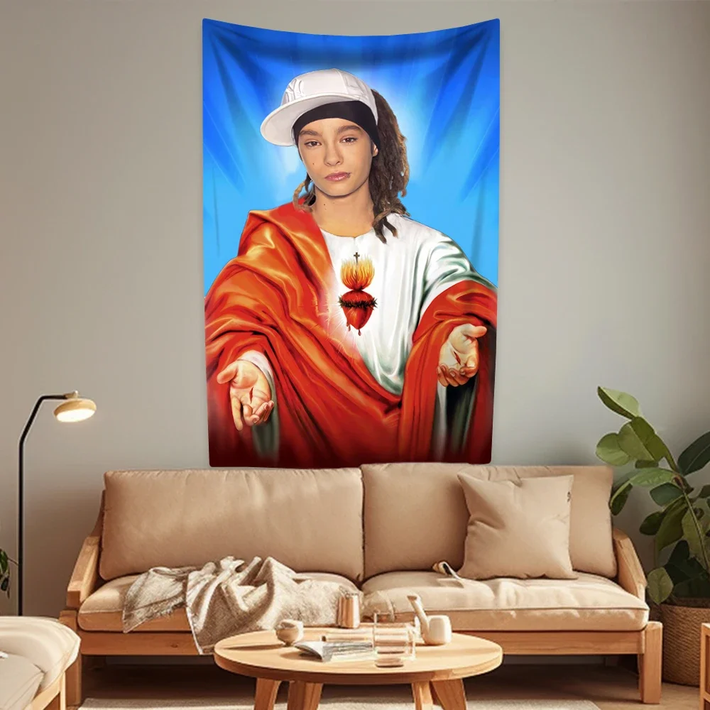 Rock Singer Jesus Tom Bill Kaulitz Tapestry Tokio Hotel Funny Home Decoration Wall Hanging Covering Bedroom Dormitory Background