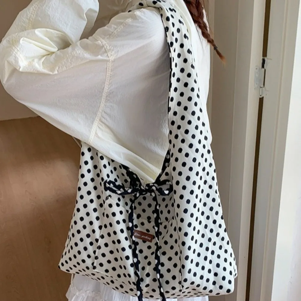 Borsa a Tracolla Retrò a Pois, Stampa Leopardata, Stile Casual, Borsa Tote Reversibile, Grande Capacità, Design Semplice, Borsa per il Pendolarismo - immagine 3