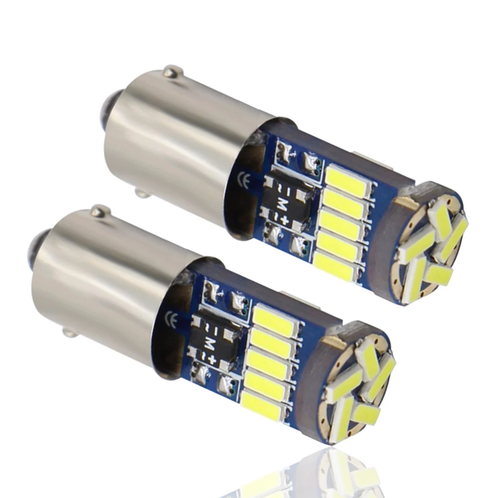 100pcs BA9S LED H6W T4W LED 자동차 후면 인테리어 조명 15 SMD 4014 자동 번호판 빛 독서 램프 비 극성 DC12V