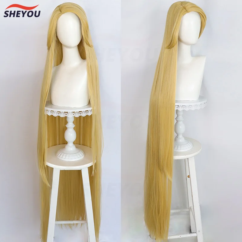 

Movie Rapunzel Cosplay Wig Tangled Princess Long Straight Golden Heat Resistant Synthetic Hair Anime Cosplay Wigs + Wig Cap