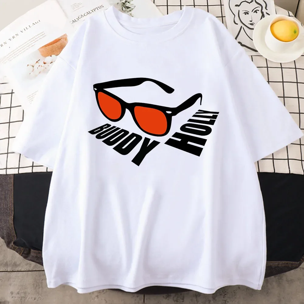 

Buddy Holly T-shirt Men/women Oversized T Shirt 100% Cotton Tee-shirt Kawaii/cute Aesthetic Clothes Anime Print Graphic Shirts