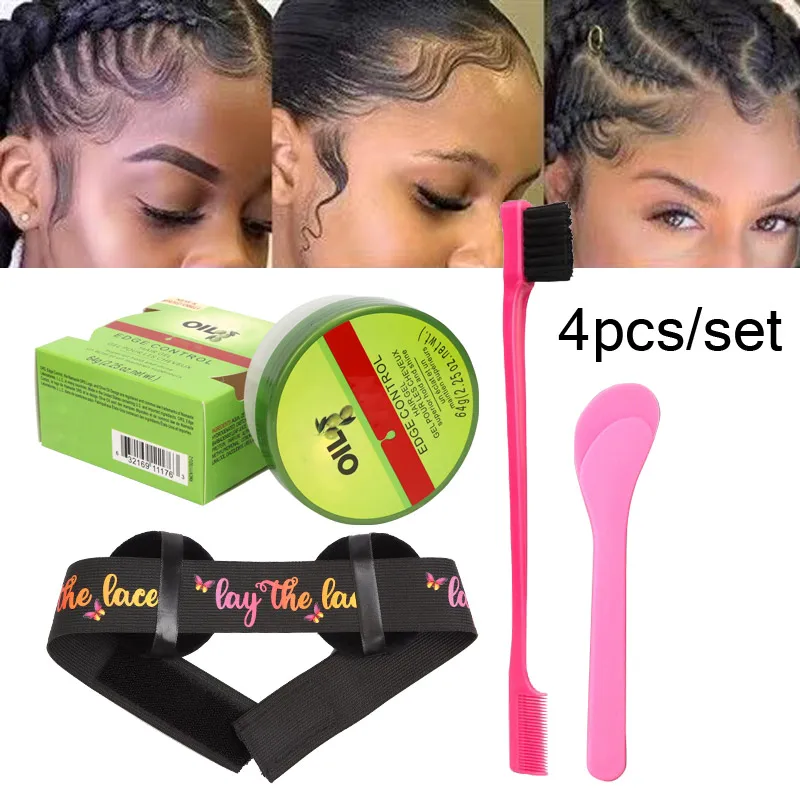 Edge Control Olive Oil Wax Cream Hair Styling Gel Broken Hair Finishing Anti-Frizz Fixative Gel Edges Brush