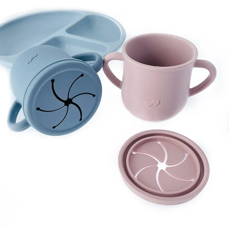 Feeding cup baby silicone portable drinkware sippy food food grade learning cups for toddlers storage snack container BPA FREE