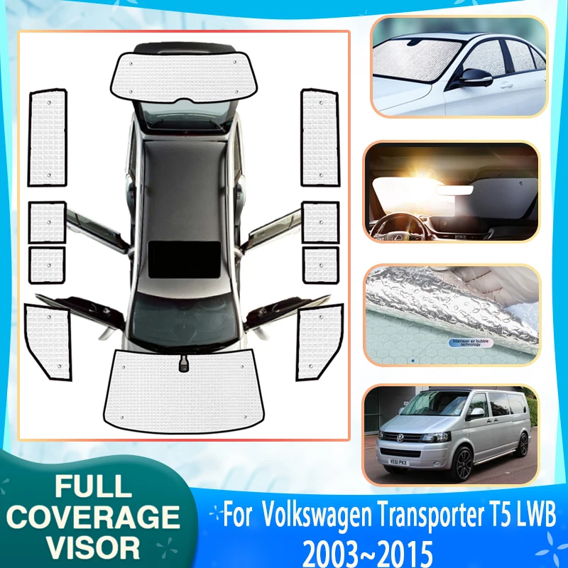 Copertura Auto Parasole Per Volkswagen Vw Transporter Caravelle Multivan Doubleback T5 Lwb 2003 ~ 2015 Protezione Solare Per Auto Copertura Parasole