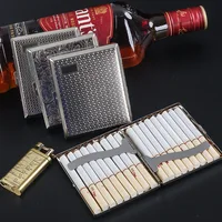 Portable Metal Cigarette Box Case Hold 18pcs Cigarettes Case Box Holder Container Engraved Cigarette Storage Box Case Gift 2