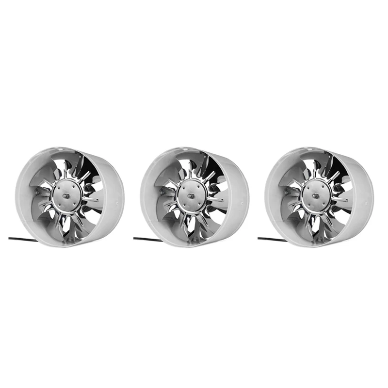 

3X 220V Inline Duct Fan Booster Exhaust Blower Air Cooling Vent White - 4 Inch