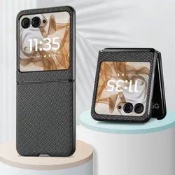 Premium carbon fiber patroon PU leer anti-val telefoonhoesje voor Motorola Razr 50 Ultra & Razr40